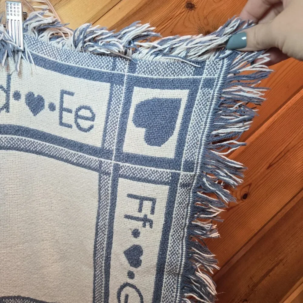 Baby Blanket Jesus Loves Me This I Know Verse ABCs Blue Soft Woven Throw Lovey‎